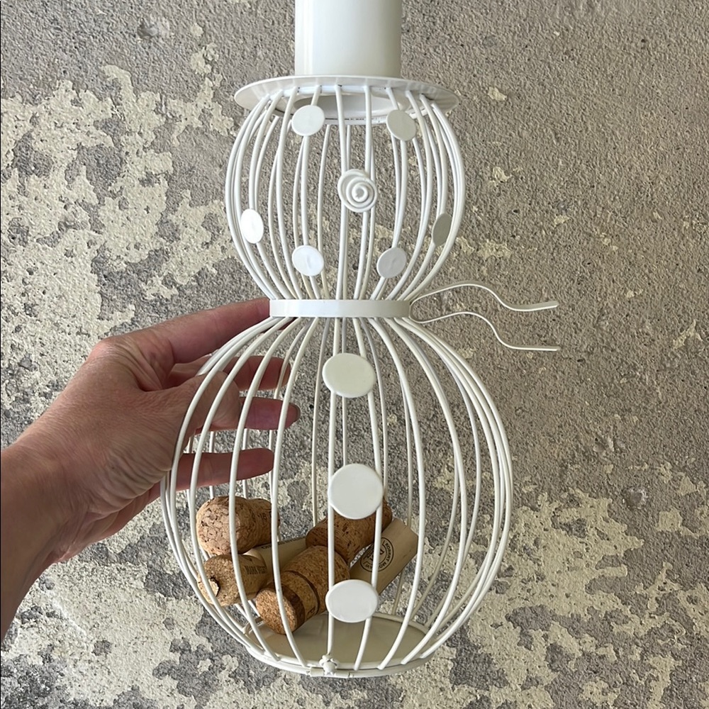 Metal! White Snowman and Black Wine Cork Holder Set - Picture 2 of 16
